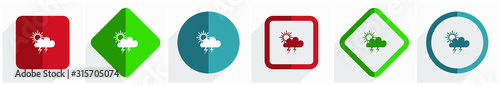 Storm icon set, flat design vector illustration in 6 options for webdesign and mobile applications in eps 10