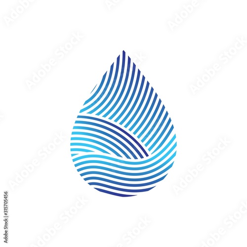 Water drop Logo, icon vector design  template Linear style