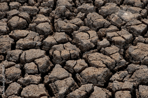 Cracked and dry soil in arid areas landscape, Drought crisis