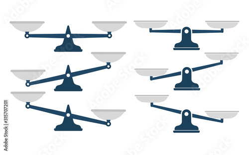 Set of scales. Libra icon. Flat icon. Vector illustration