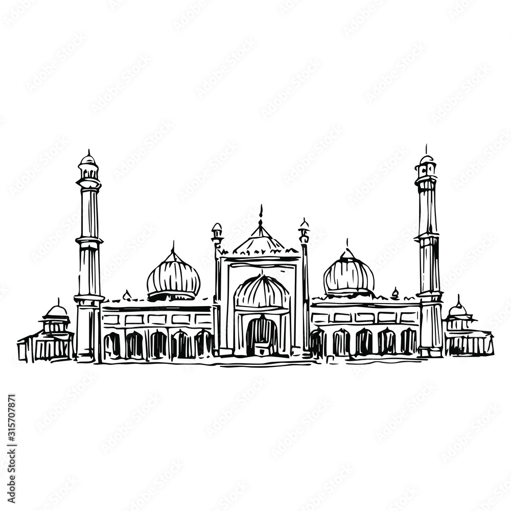 The Castle Decor Islamic Ramadan Jama Masjid Set of 5 Big Size (27x48)  Multiple Frames Wall Art Painting for living room,Bedroom,Drawing  room,Hotels-Wooden Framed-Digital Painting : Amazon.in: Home & Kitchen