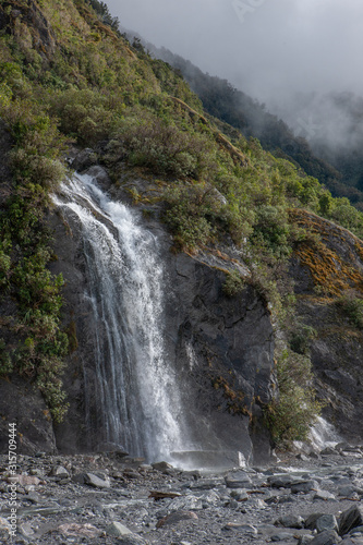 Franz Josef Glacier New Zealand. Mountains. Waterfall