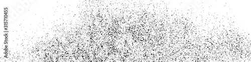 Black Grainy Texture Isolated On White Background. Dust Overlay. Dark Noise Granules. Wide Horizontal Long Banner For Site. Vector Design Elements, Illustration, EPS 10.