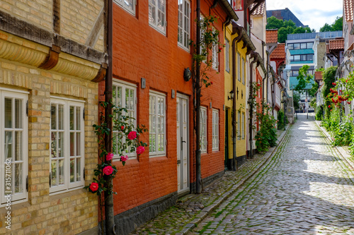 Germany, Schleswig-Holstein, Flensburg, Oluf-Samson-Gang - alley with fishermen houses photo