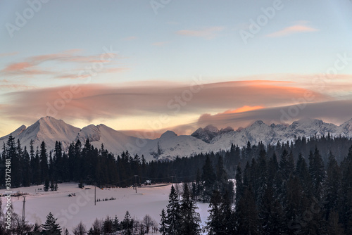 Views on Tatra Mountain in winter scenery from Bukowina Tatrzanska. © Ralfik D