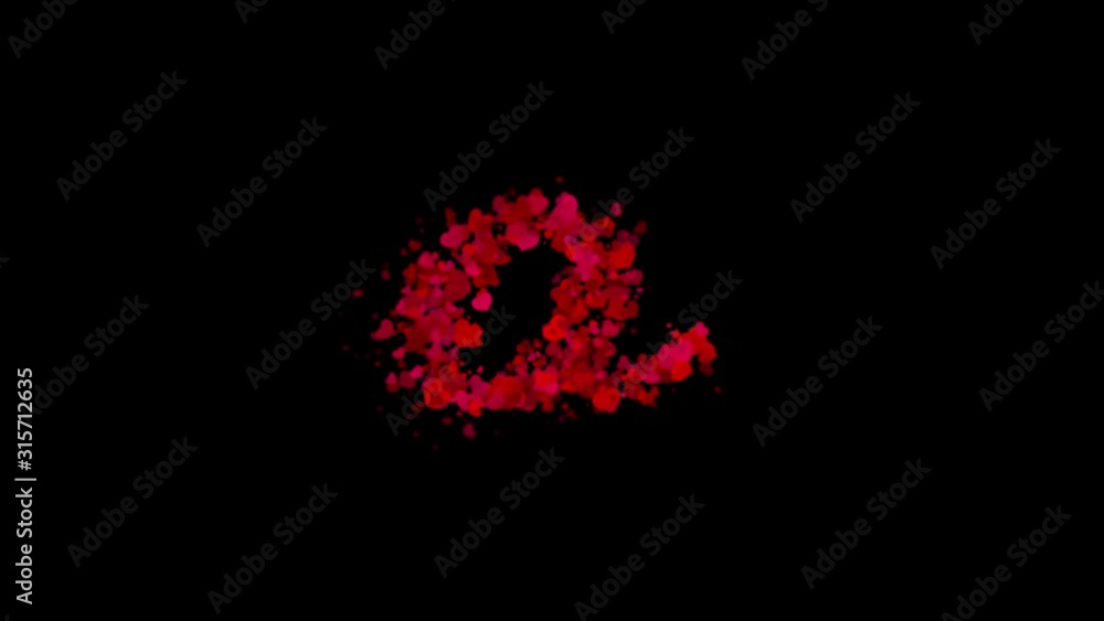 Letter O lowercase made from red hearts reveals in center and fades away with wind. Letter O lowercase made from red hearts reveals in center and fades away with wind.