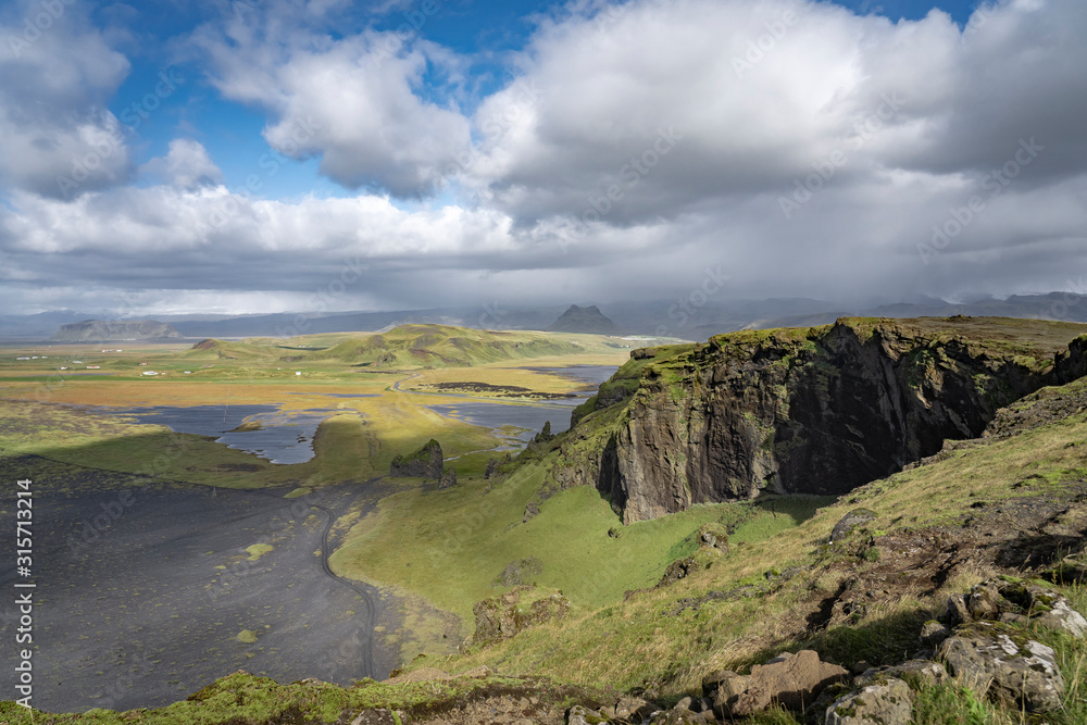 volcanic landscape and moss covered lava field in Iceland volcanic landscape and moss covered lava field in Iceland