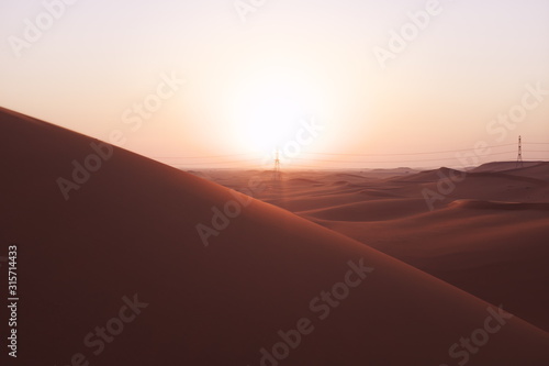 Pastel colored desert sunrise in Riyadh, Saudi Arabia