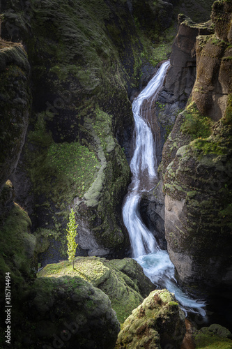 spectacular view into Kirkjub  jarklaustur canyon in southern Iceland  landscape 