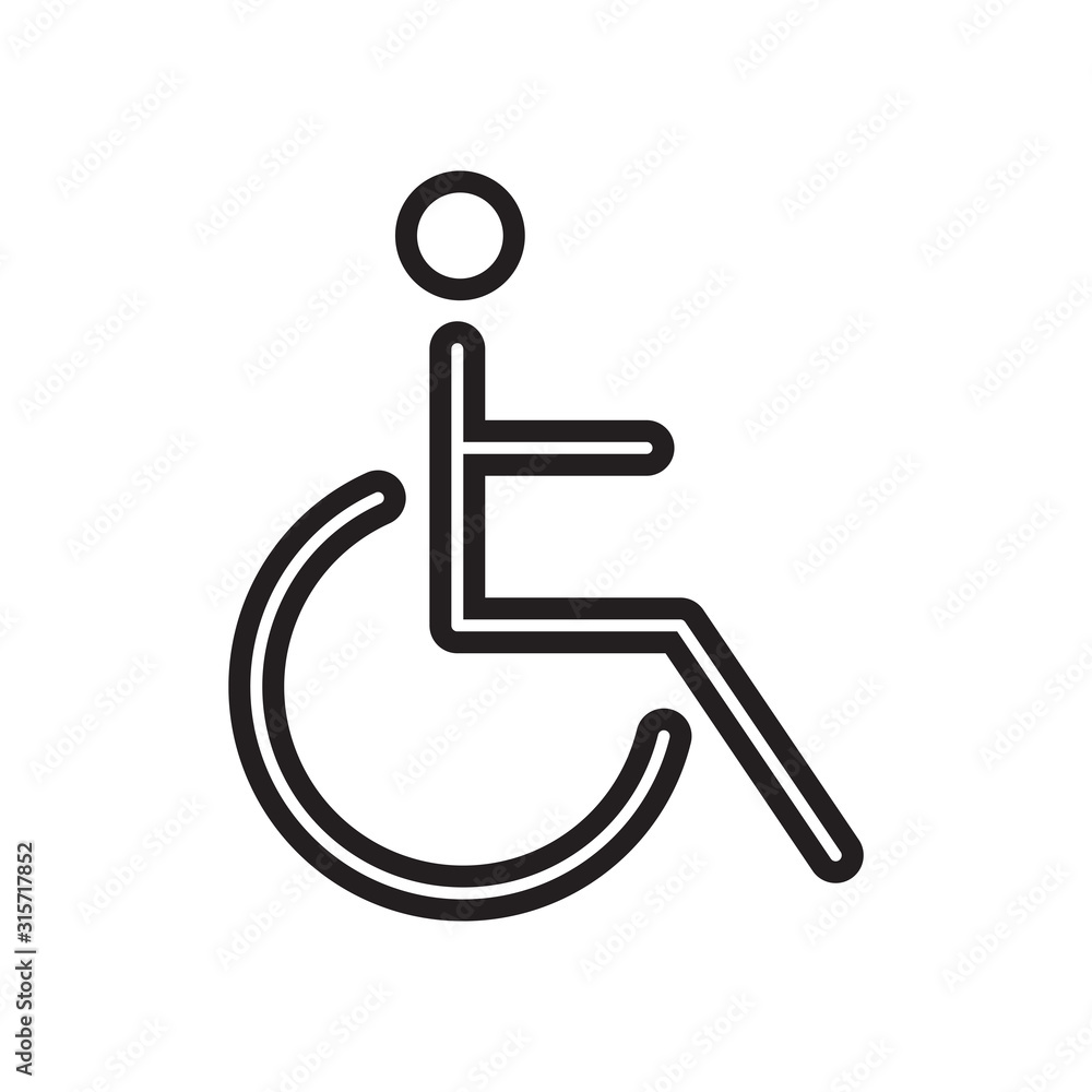 Disability Line Icon. Disabled Person Sign. Hotel Service, wheel chair Disability Line Icon. Disabled Person Sign. Hotel Service, wheel chair