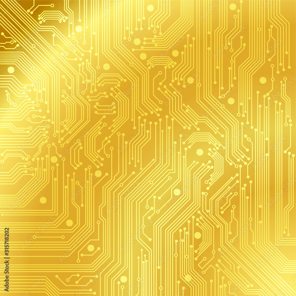 Circuit board in the form of a gold background. Golden texture Circuit board in the form of a gold background. Golden texture