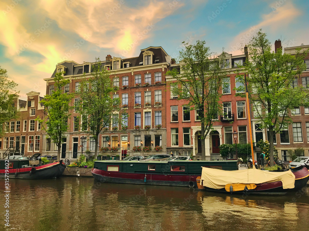 Plakat amsterdam canals and houses in netherlands