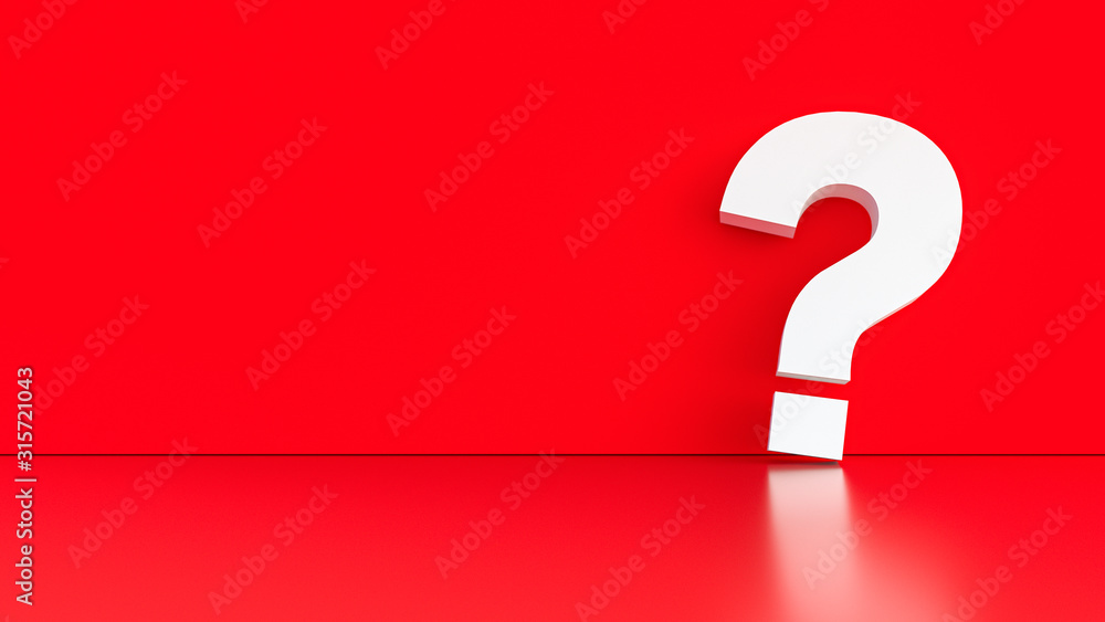 question mark in front of a red color wall background. Business support concept - 3D Rendering. question mark in front of a red color wall background. Business support concept - 3D Rendering.