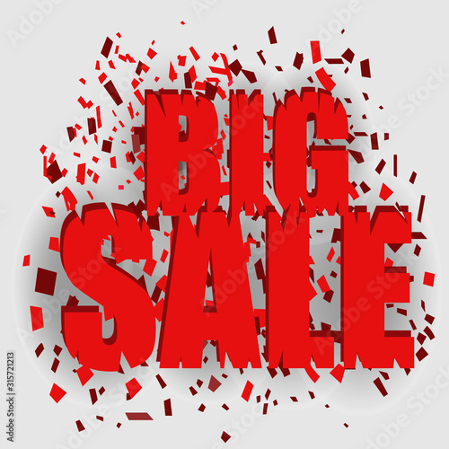 Big Sale Banner with confetti on background