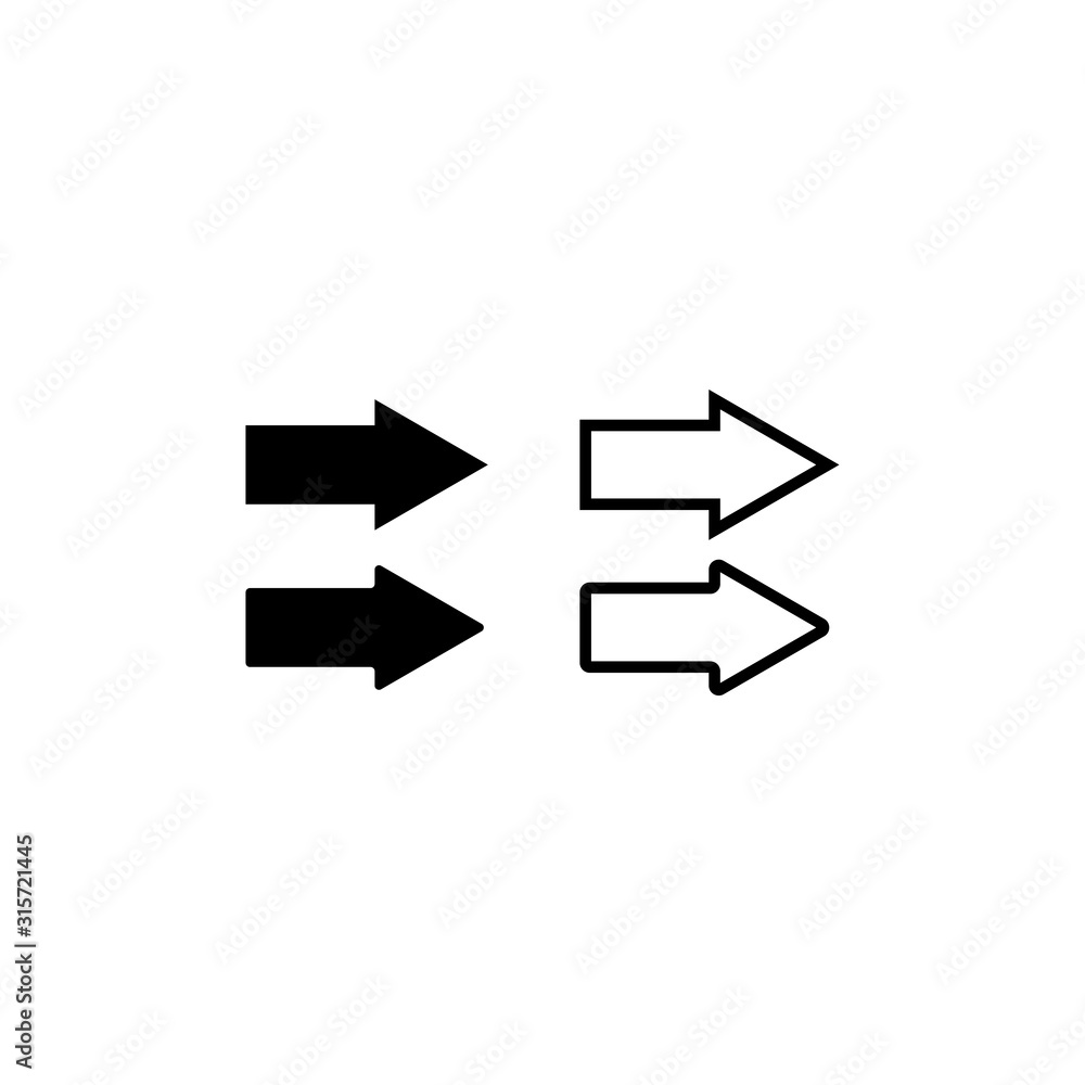 Set of black arrow icons isolated on a white background. Set of black arrow icons isolated on a white background.