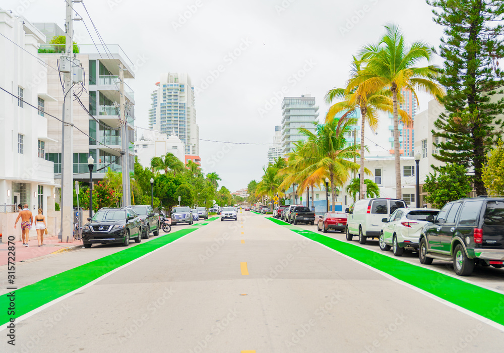 Streets and Buildings of South of Fifth, Miami, Florida.