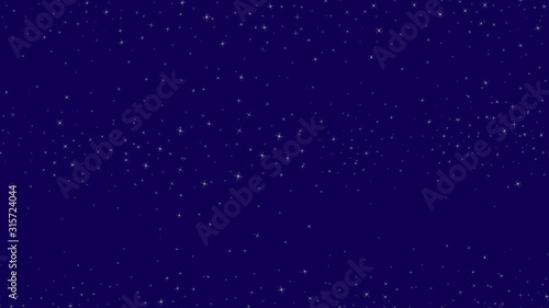 Stars vector seamless pattern. Background with starry sky, small magic sparkles, shining stars on dark blue backdrop. Elegant Christmas and New Year theme illustration. Design for website, wallpaper