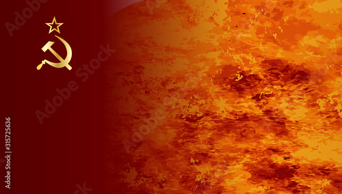 Burning Soviet Russian Flag