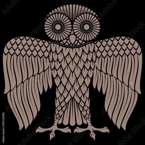 Fototapeta Owl painted in retro style, owl logo