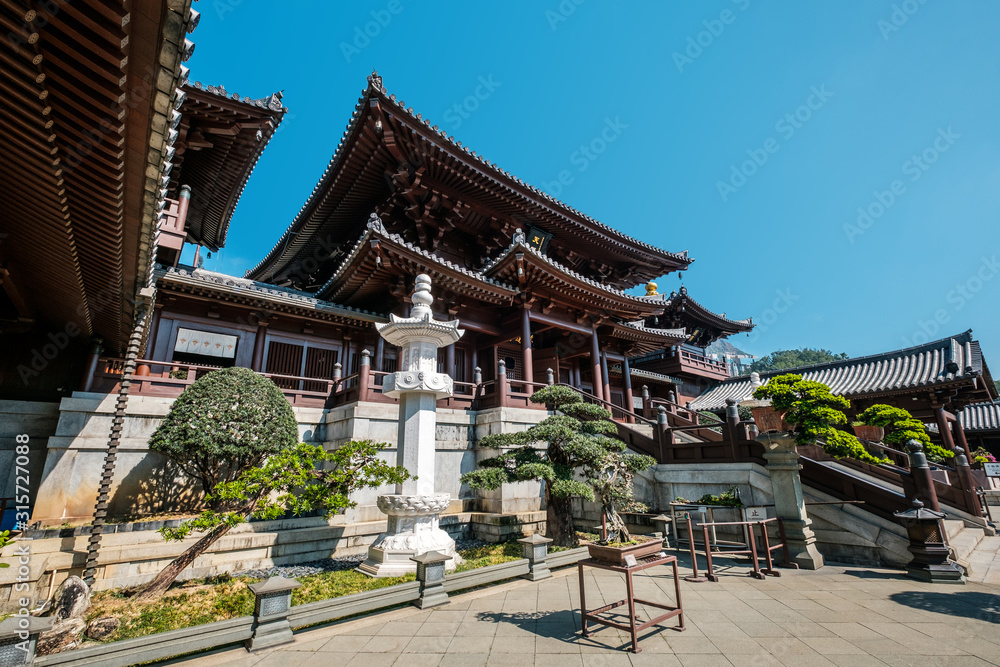 The Chi Lin Nunnery, a large Buddhist temple in Hong Kong The Chi Lin Nunnery, a large Buddhist temple in Hong Kong