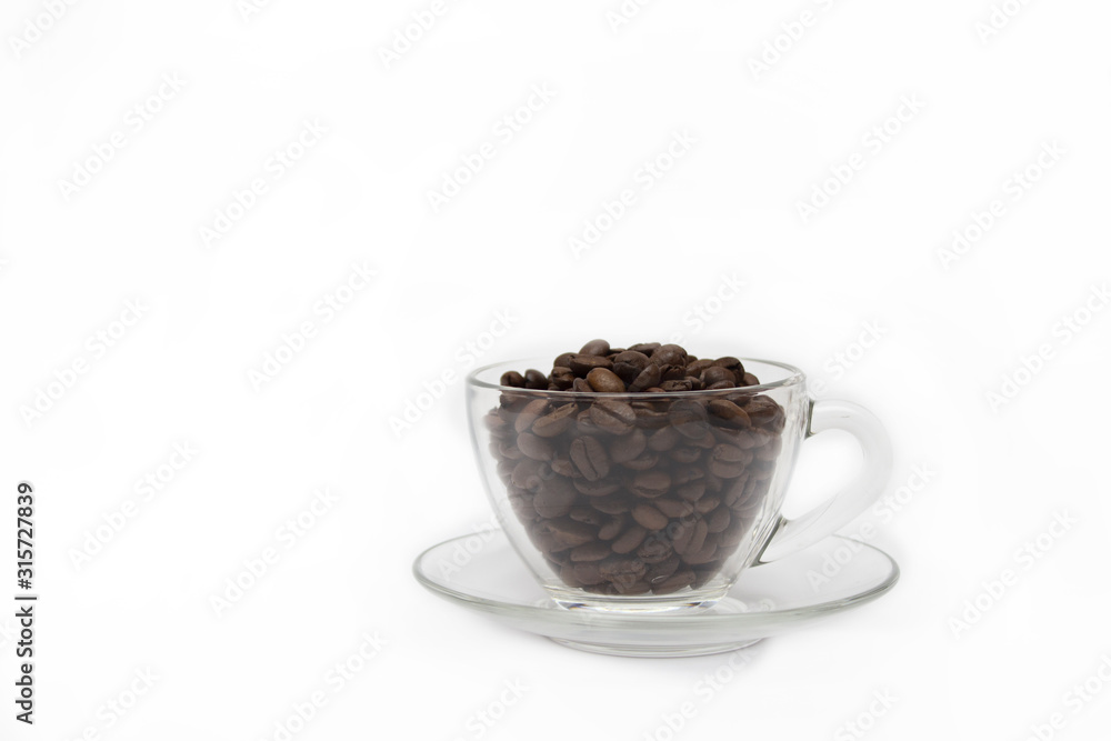 Coffee concept, coffee beans in a glass cup Coffee concept, coffee beans in a glass cup