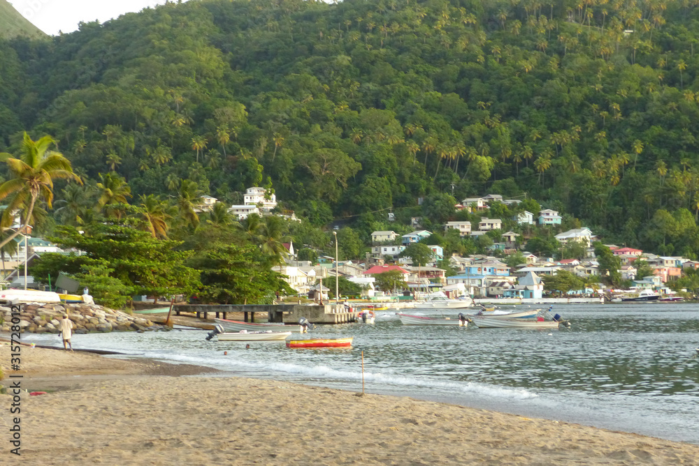 beach scene in Saint Lucia