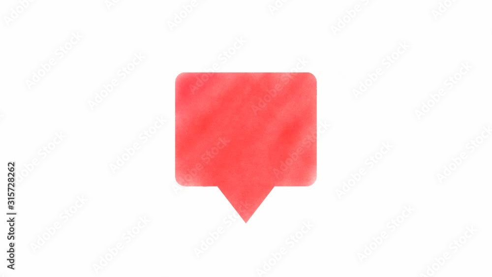 Animated Red bubble message icon on white background in 4k Animated Red bubble message icon on white background in 4k
