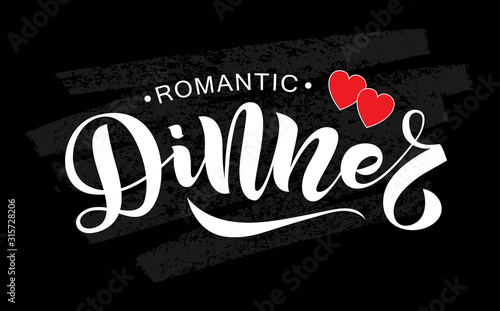 Hand sketched Romantic dinner text. EPS10