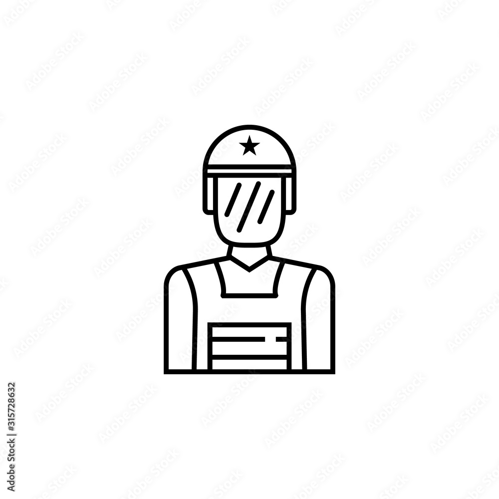 soldier, protection mask, riot police, protection line icon. Elements of protests illustration icons. Signs, symbols can be used for web, logo, mobile app, UI, UX
