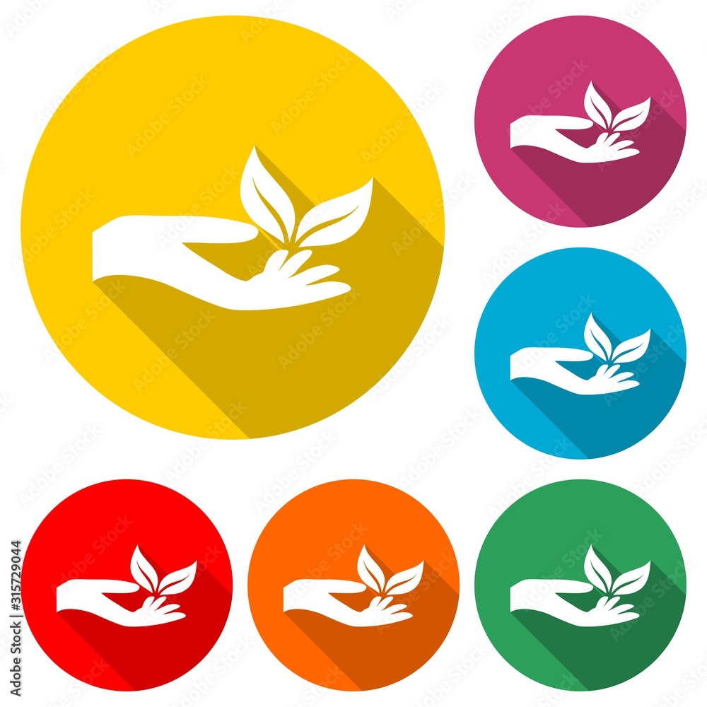Leafs in hand logo with long shadow Leafs in hand logo with long shadow