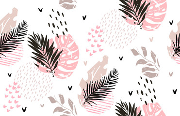 Sierkussen Tropische bladerprint patronen Exotische jungle met gouden glitter  © Tolchik