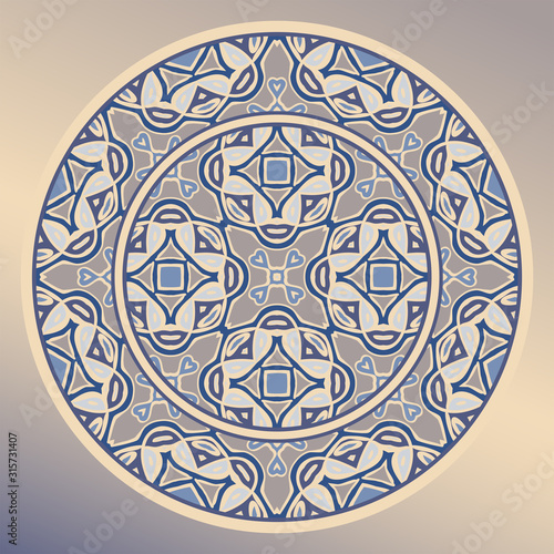 Abstract geometric seamless pattern. Decorative plate and mandala for interior design. Home decor. porcelain design.