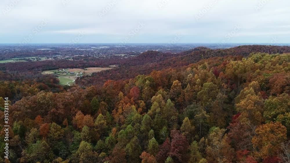Wide aerial, colorful woodland landscape in Kentucky Wide aerial, colorful woodland landscape in Kentucky