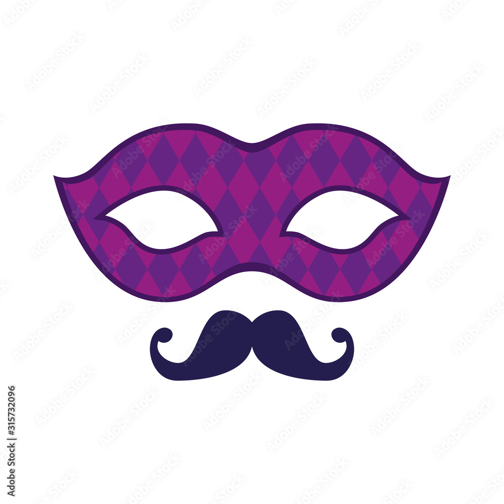 Isolated mardi gras mask and mustache vector design Isolated mardi gras mask and mustache vector design