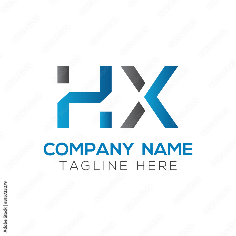 letter HX Logo Design Linked Vector Template With Blue And Black. Initial HX Vector Illustration letter HX Logo Design Linked Vector Template With Blue And Black. Initial HX Vector Illustration