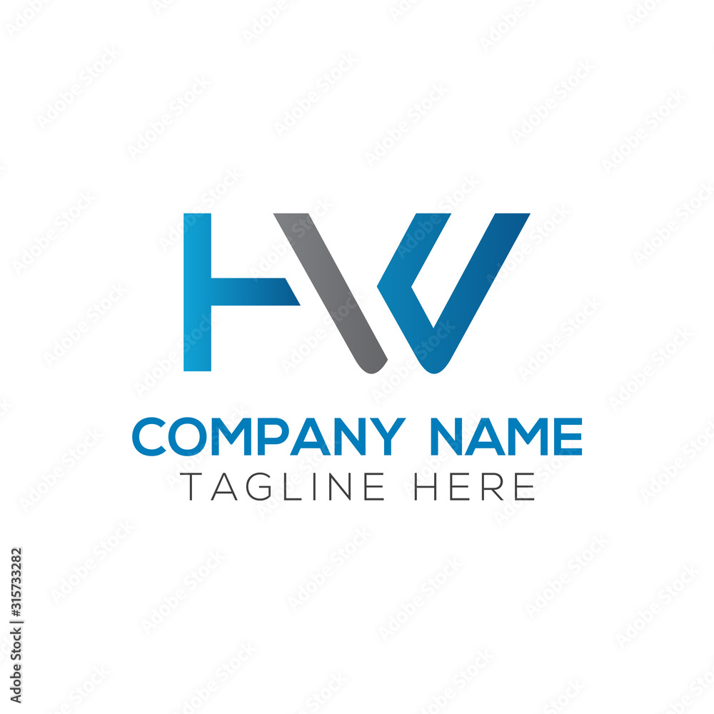 letter HW Logo Design Linked Vector Template With Blue And Black. Initial HW Vector Illustration letter HW Logo Design Linked Vector Template With Blue And Black. Initial HW Vector Illustration