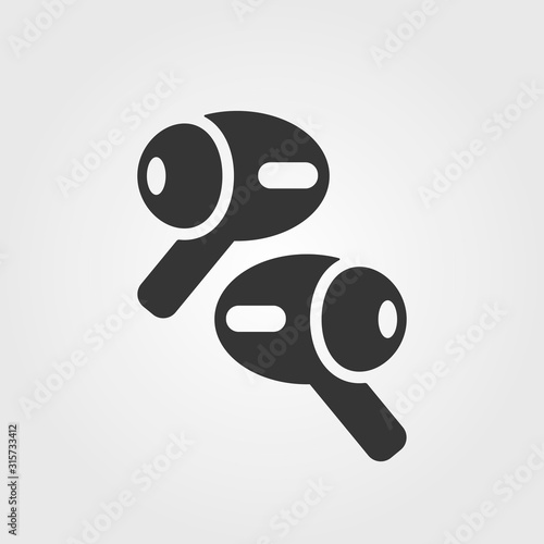 Apple Air Pods Pro icon. New wireless ear buds logo. Earbuds modern design. Noise cancelling device. iPhone accessoire. Apple music player. Vector Illustration