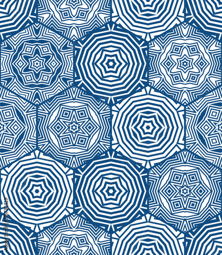 Abstract seamless geometric pattern. Some forms smoothly transform into other...