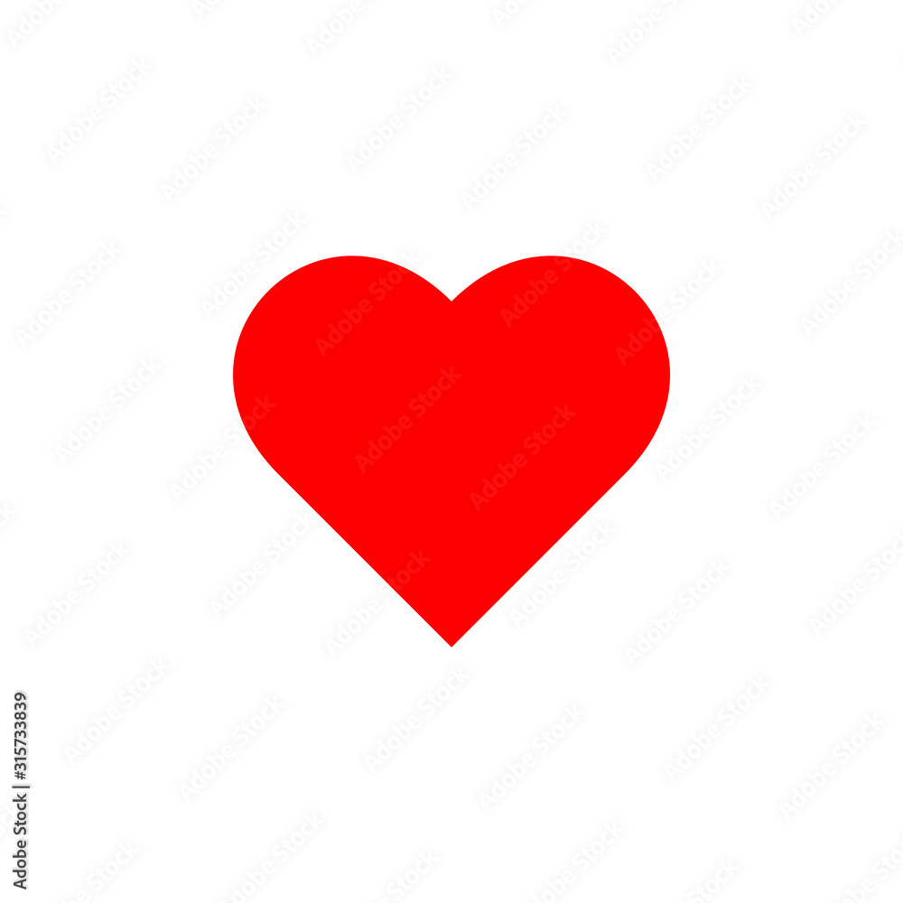 Red heart flat vector icon isolated on white background