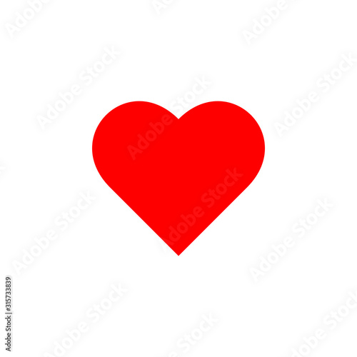 Red heart flat vector icon isolated on white background