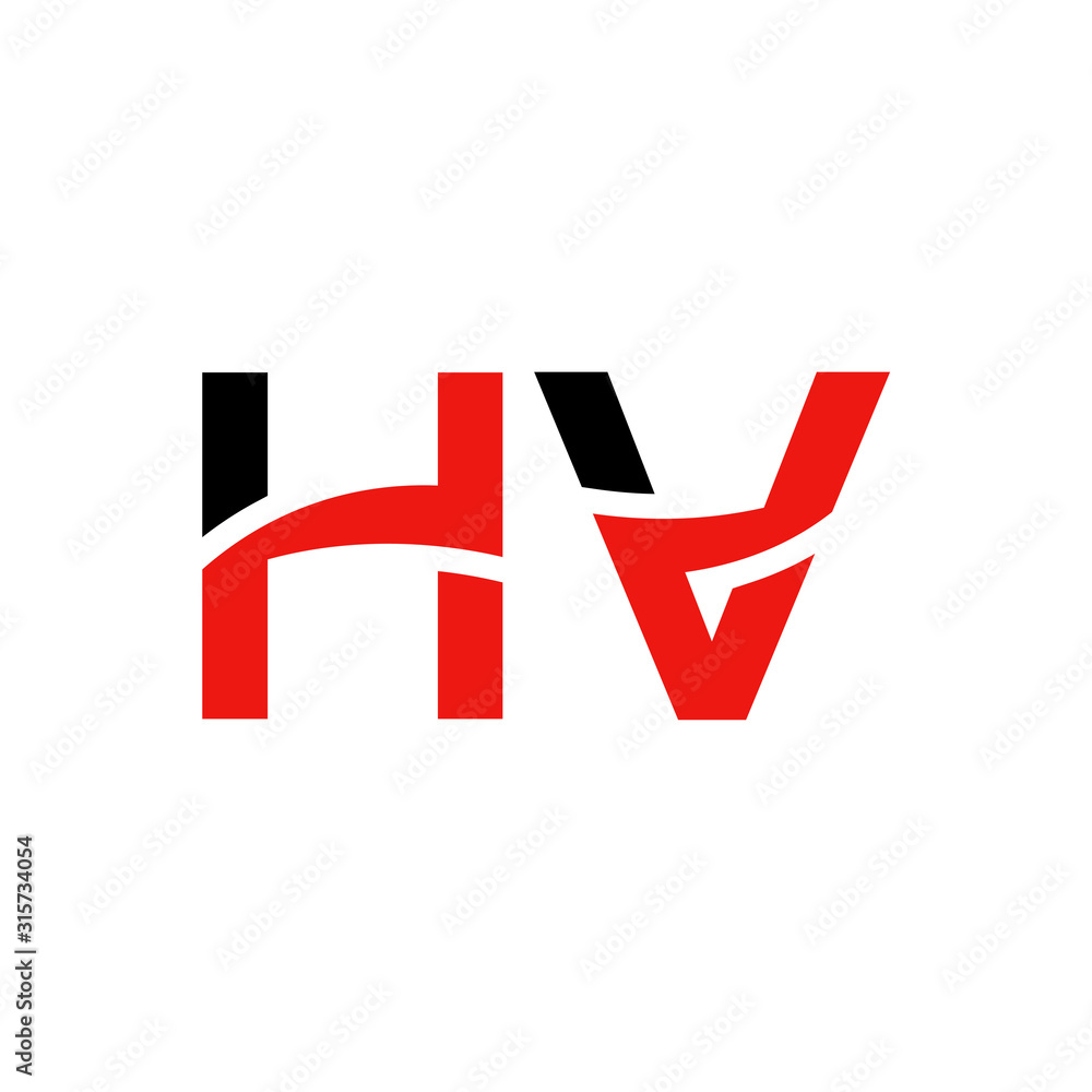 letter HV Logo Design Linked Vector Template With Red And Black. Initial HV Vector Illustration letter HV Logo Design Linked Vector Template With Red And Black. Initial HV Vector Illustration
