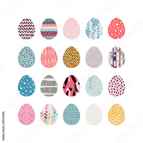 Set of illustrations with easter eggs. Can be used for scrapbook  banner  print  etc.