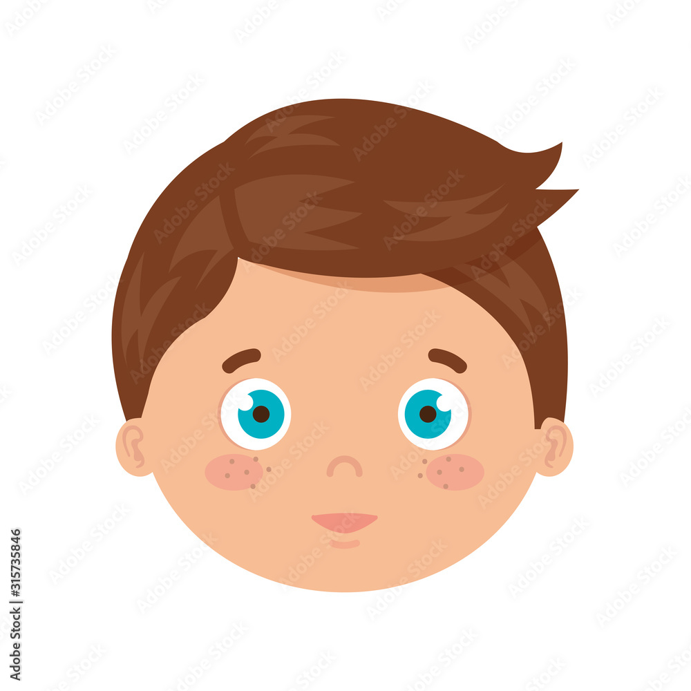 head of boy smiling on white background head of boy smiling on white background