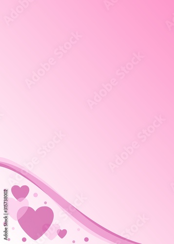Des cœurs roses, de différentes grosseurs, décorent le coin d’une image de teinte rose dégradé.