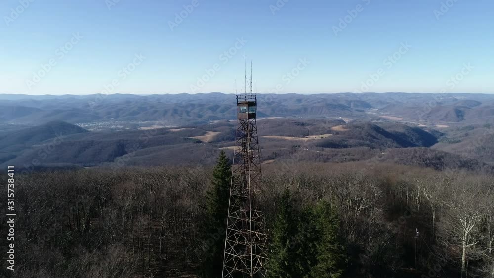 Panning aerial, Olson Tower in Monongahela National Forest Panning aerial, Olson Tower in Monongahela National Forest
