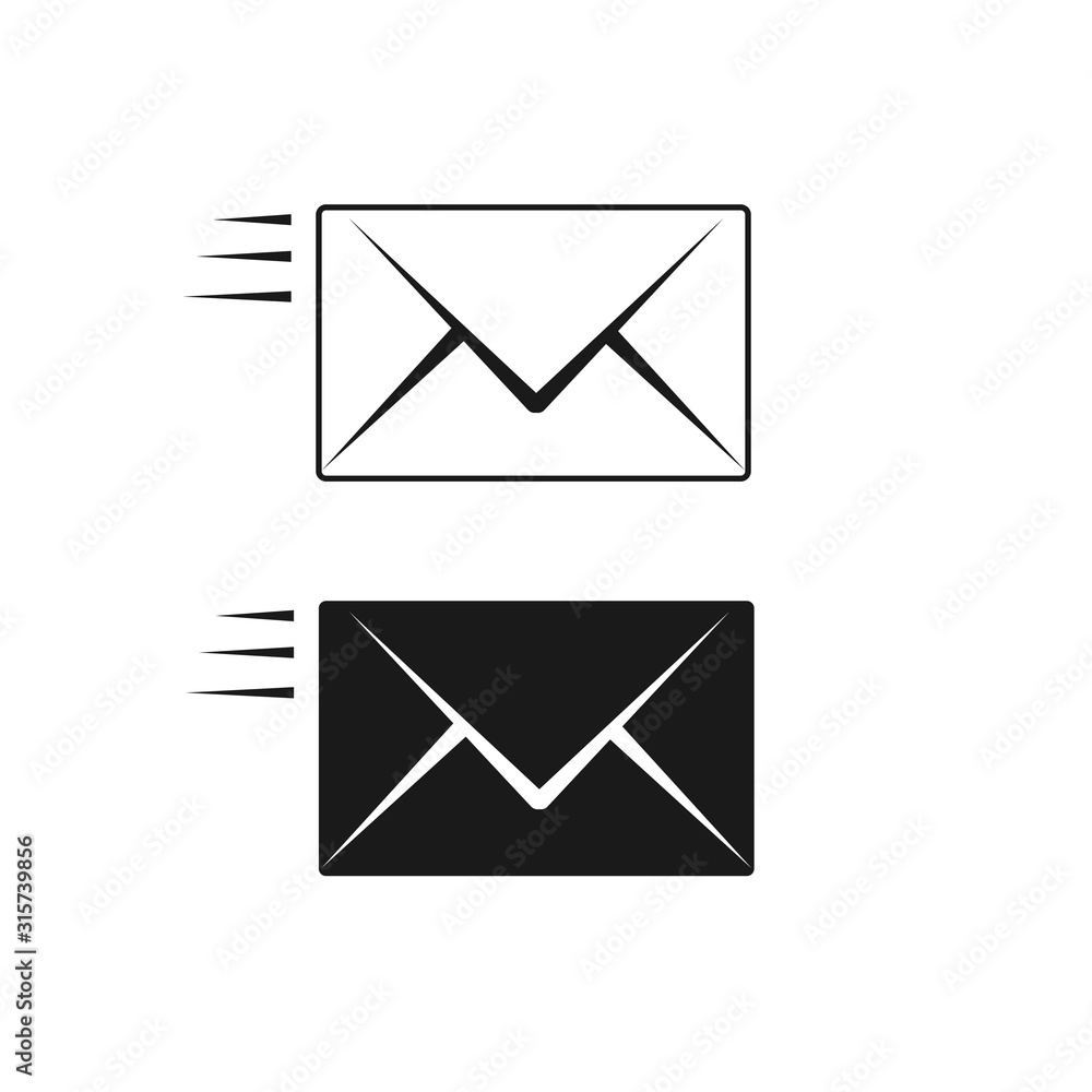 Black and white envelopes, icon. Black and white envelopes, icon.