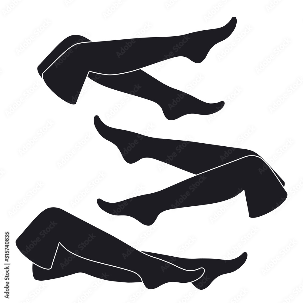 women's legs, collection of black flat icons on a white background. vector women's legs, collection of black flat icons on a white background. vector