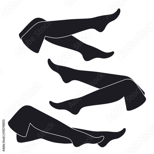 women's legs, collection of black flat icons on a white background. vector
