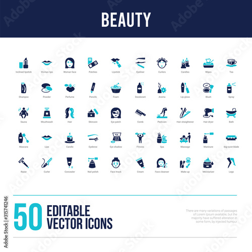 50 beauty concept filled icons
