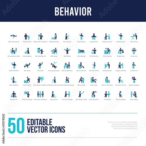 50 behavior concept filled icons